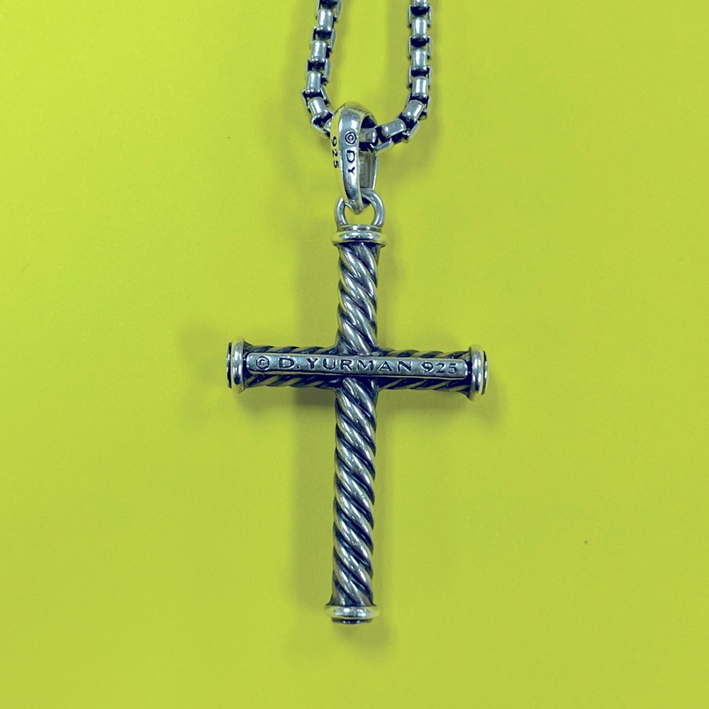 Stunning David Yurman Braided Cross and Cable Box chain